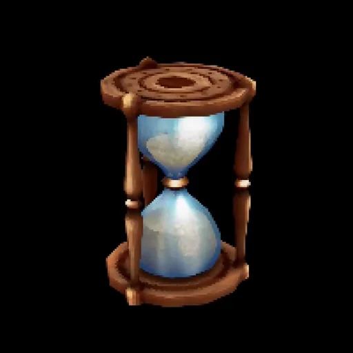 SquareAnon's completed low-poly hourglass with warm painted wood, pale sand, and blue glass on black